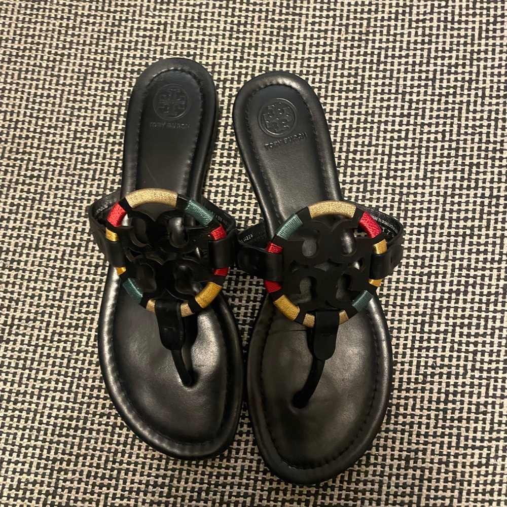 Tory Burch Women's Black and Multicolor Sandals